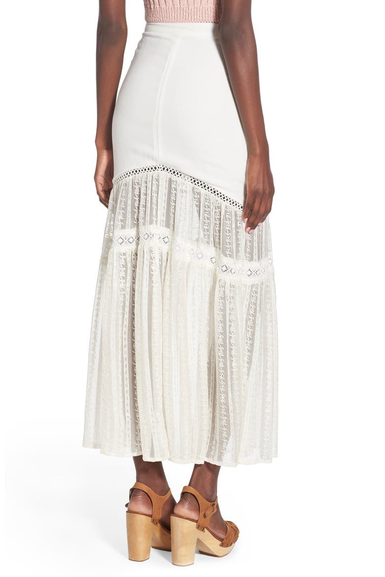 'Caves' Embroidered Lace Maxi Skirt, Alternate, color, OFF WHITE