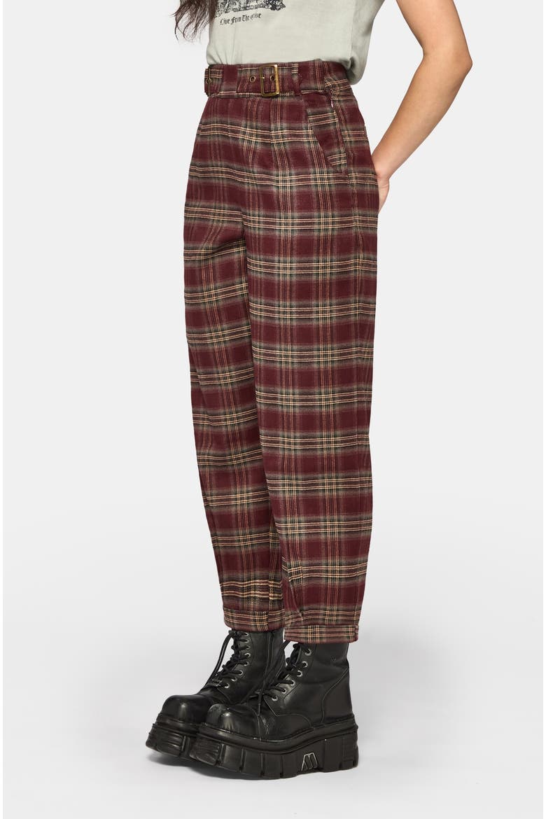Cecily Buckle Check Balloon Trousers, Alternate, color, Burgundy