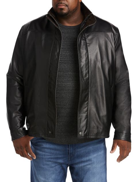 Big & Tall Double-Collar Butterskin Leather Jacket
