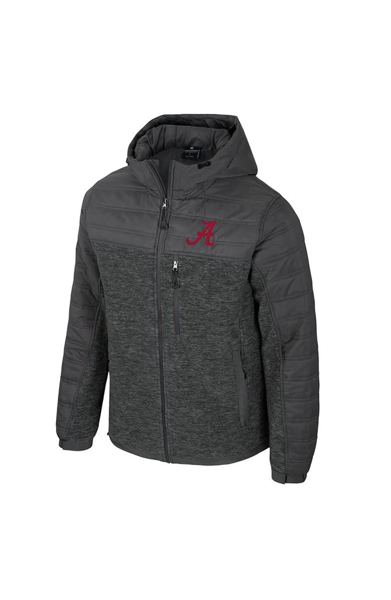 COLOSSEUM Men's Colosseum Charcoal Alabama Crimson Tide Nightman Full-Zip Hoodie Puffer Jacket, Alternate, color, Charcoal