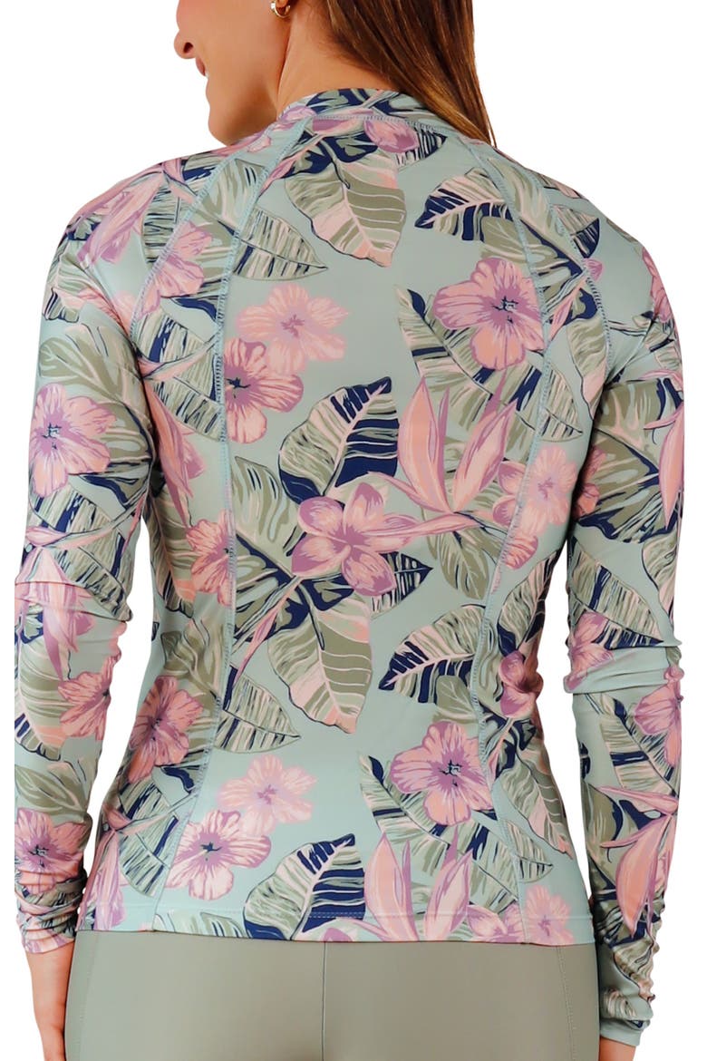 Long Sleeve Full Zip Rash Guard, Alternate, color, Kona Hibiscus