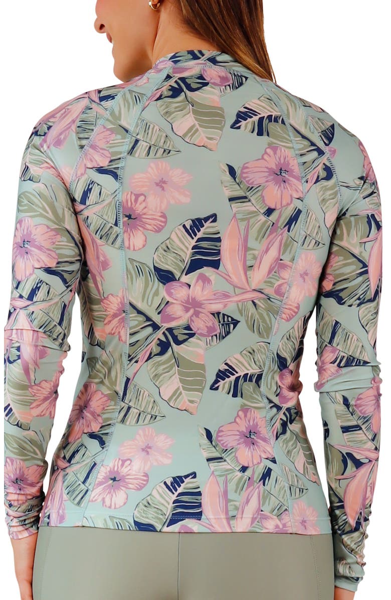 UV Skinz Long Sleeve Full Zip Rash Guard, Alternate, color, Kona Hibiscus