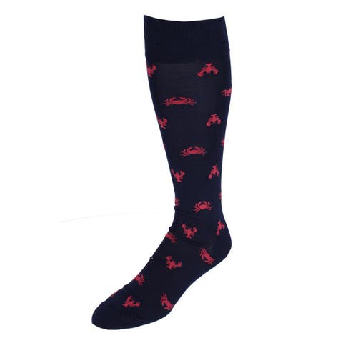 Sea Life Ahoy Over The Calf Pima Cotton Novelty Dress Socks (1 Pair)