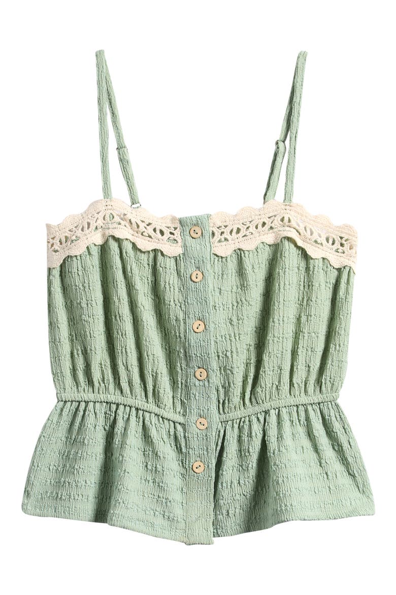 Kids' Textured Button-Down Tank, Main, color, SAGE