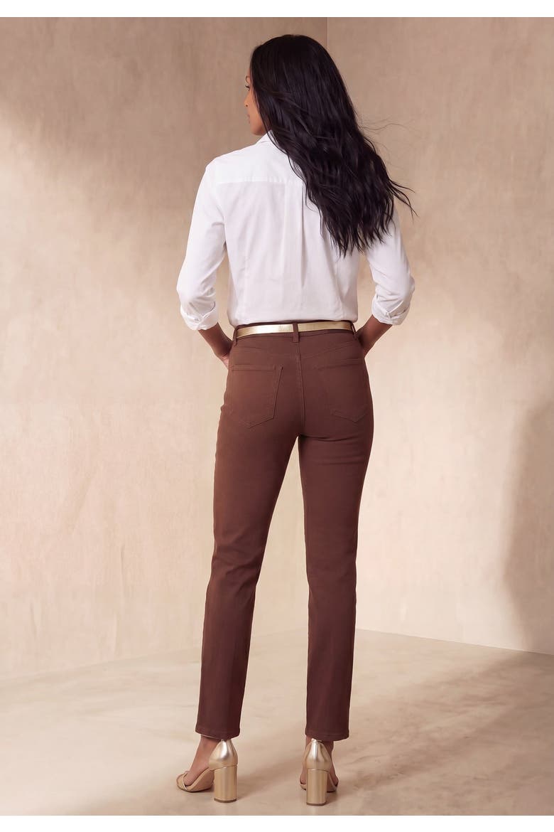 True Fit Stretch Denim Straight Leg Jean, Alternate, color, RICH BROWN
