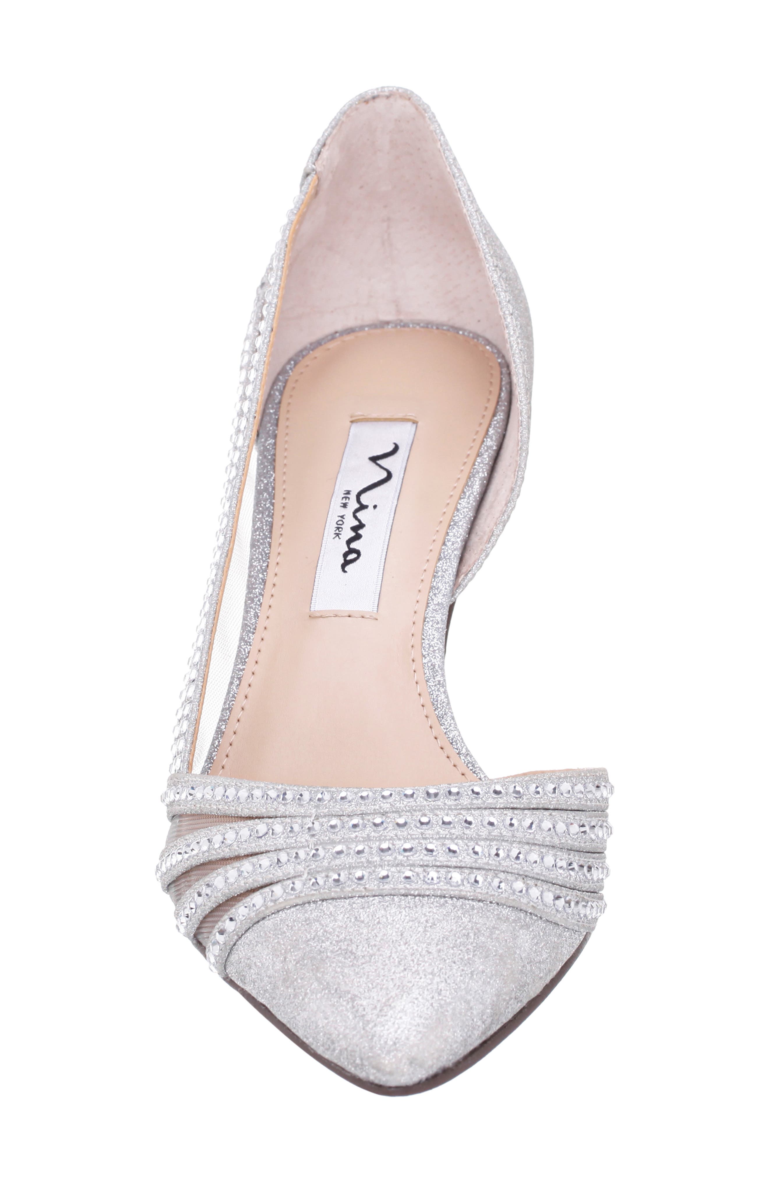 Nina Noreen Pointed Toe Half d'Orsay Pump, Alternate, color, Silver