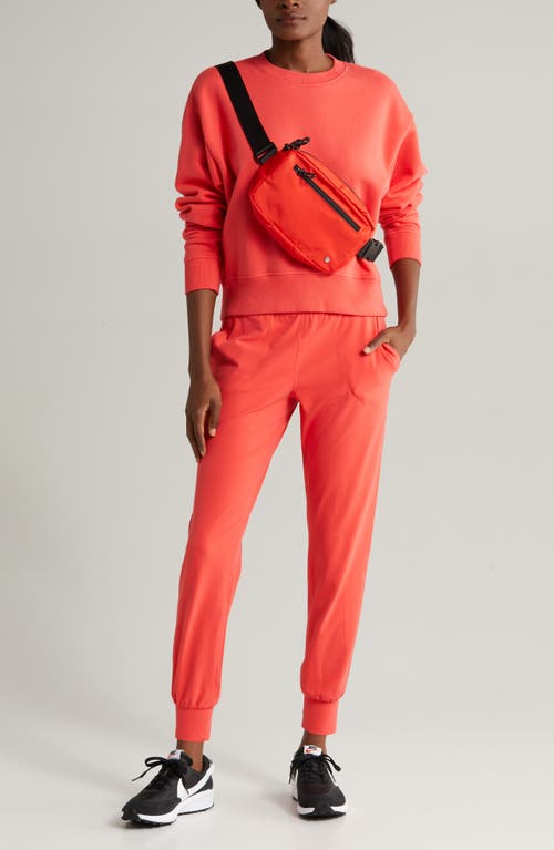 Zella Studio Luxe High Waist Slim Joggers In Red Cayenne