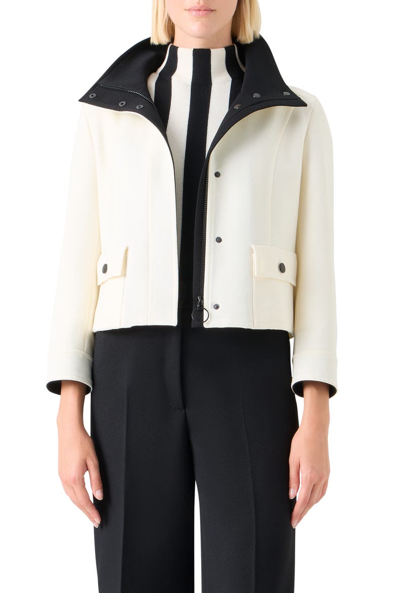 CROPPED JACKET, Main, color, CREAM-BLACK