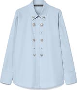 Marina Rinaldi Embellished Cotton Button-Up Shirt