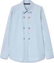Marina Rinaldi Embellished Cotton Button-Up Shirt