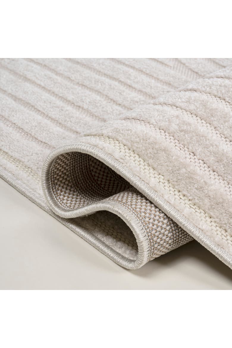 Sofia High-Low MidCentury Modern Arch Stripe Two-Tone Indoor/Outdoor Area Rug, Alternate, color, Ivory/Cream