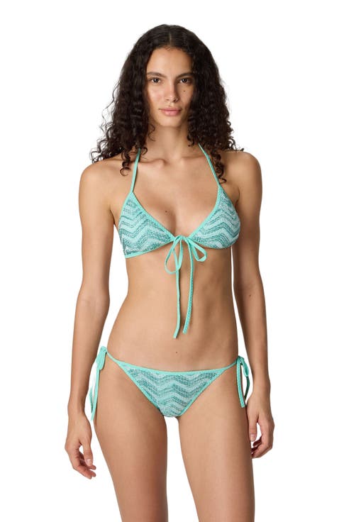 Triangle Mesh Bikini With Zigzag Pattern And Sequins