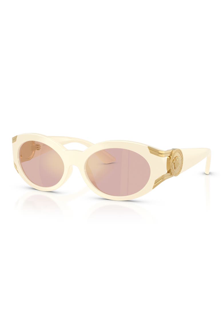 55mm Oval Sunglasses, Alternate, color, MILK / PINK MIRROR GOLD