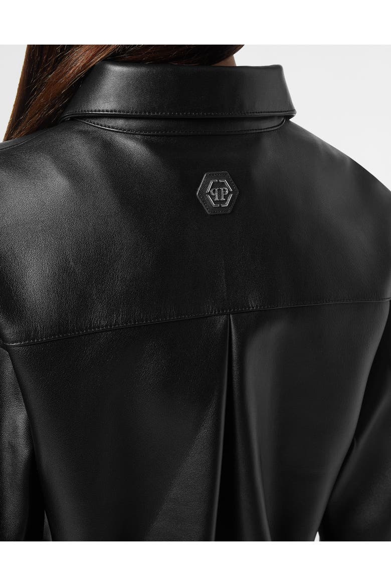 Leather Shirt Signature Women, Alternate, color, black