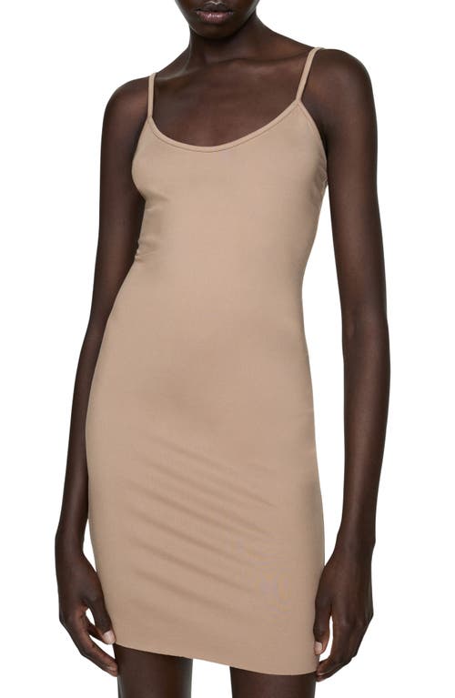 Mango Slip Minidress In Beige