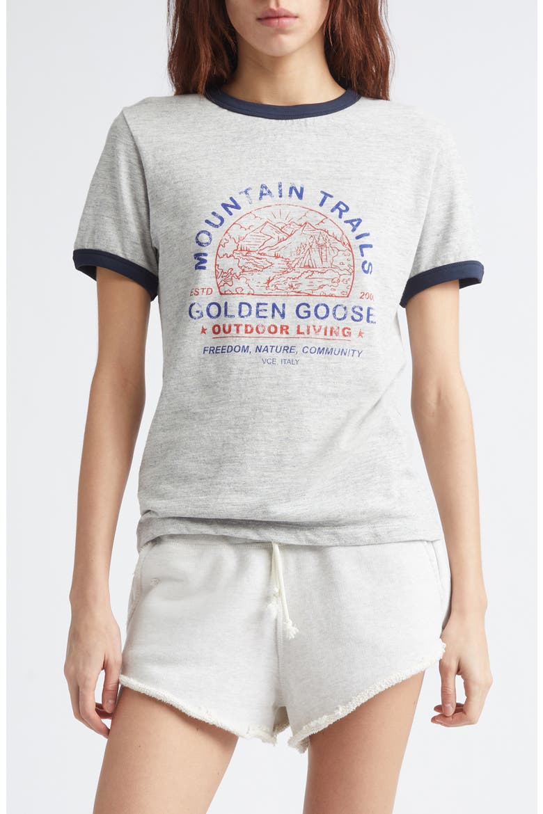 Journey Graphic Ringer T-Shirt, Main, color, GREY MELANGE/ NAVY