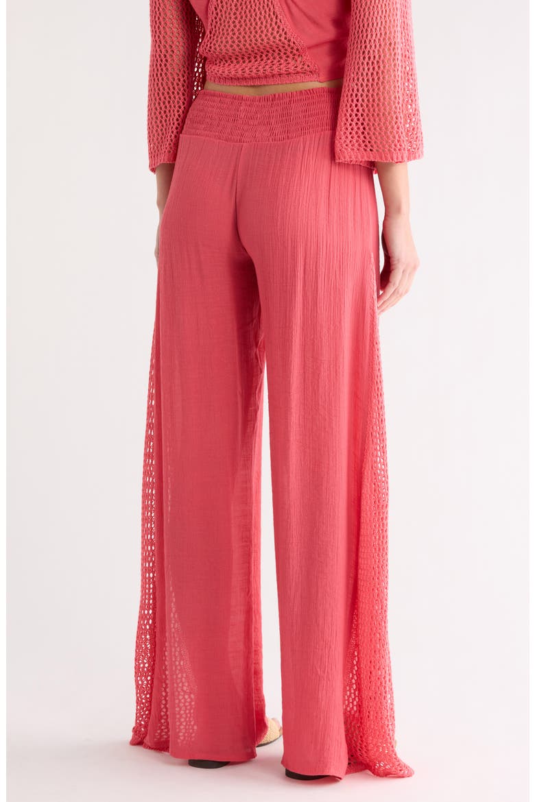 Crochet Trim Wide Leg Cover-Up Pants, Alternate, color, CORAL