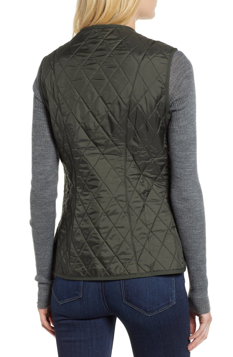Barbour Betty Quilted Fleece Lined Vest, Alternate, color, Dark Olive