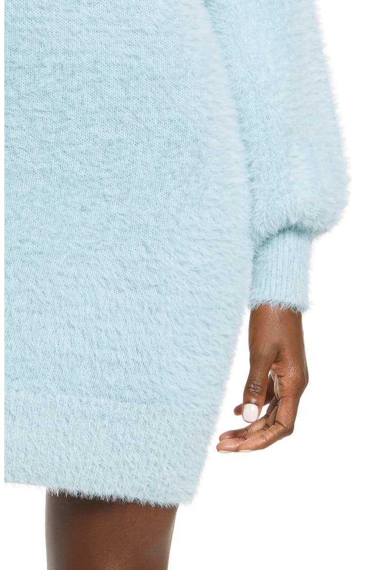 Long Sleeve Fuzzy Sweater Minidress, Alternate, color, DARK BLUE