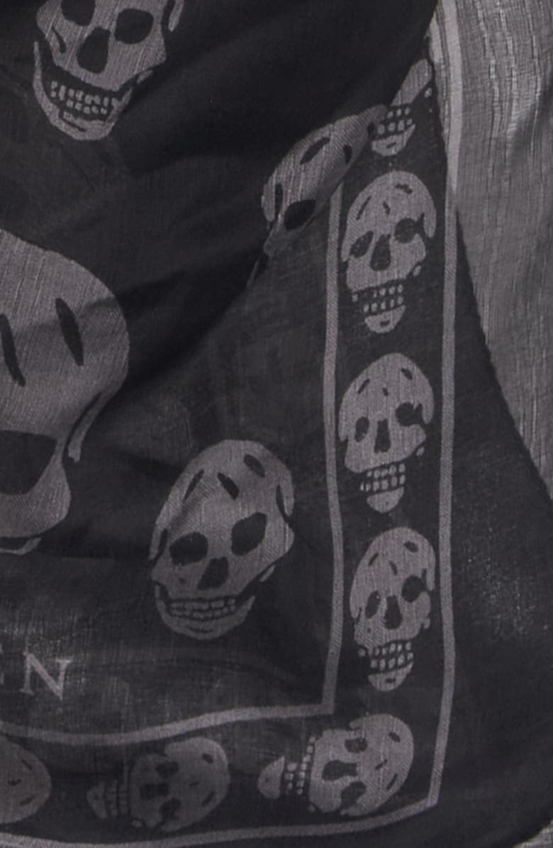 McQueen Skull Print Silk Scarf, Alternate, color, Black/ Dark Grey