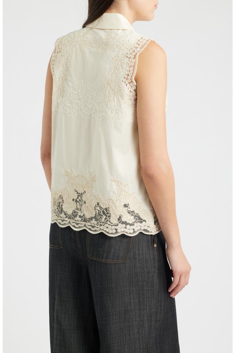 The Ivy Lace Sleeveless Button-Up Shirt, Alternate, color, CHAMPAGNE