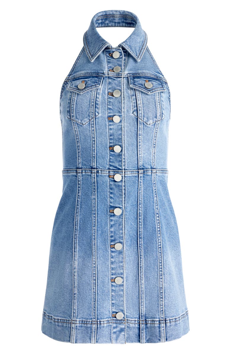 Alice + Olivia Kendall Denim Halter Minidress, Alternate, color, 