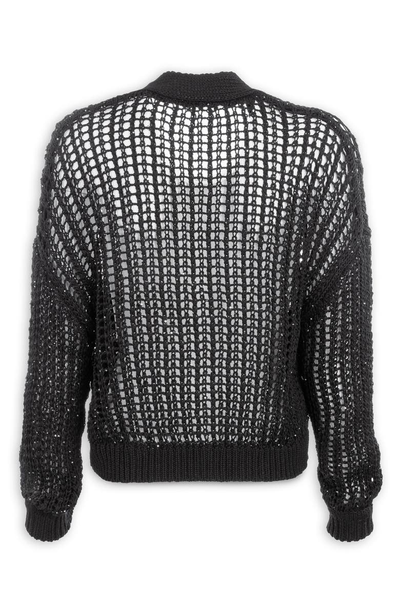 SAACHI Faux Pearl Embellished Cardigan, Alternate, color, Black