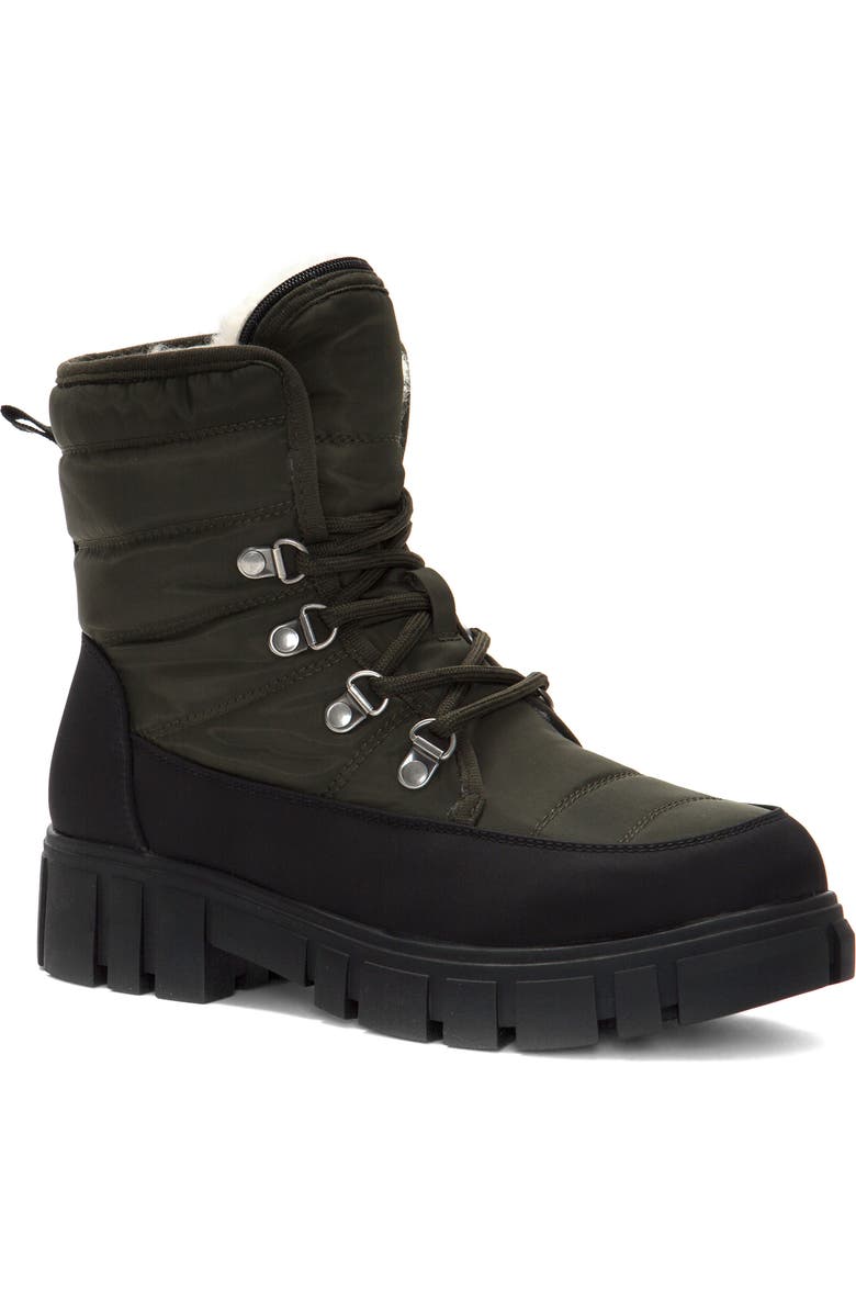 RELIGIOUS COMFORT Early Hybrid Waterproof Genuine Shearling Lined Boot, Main, color,