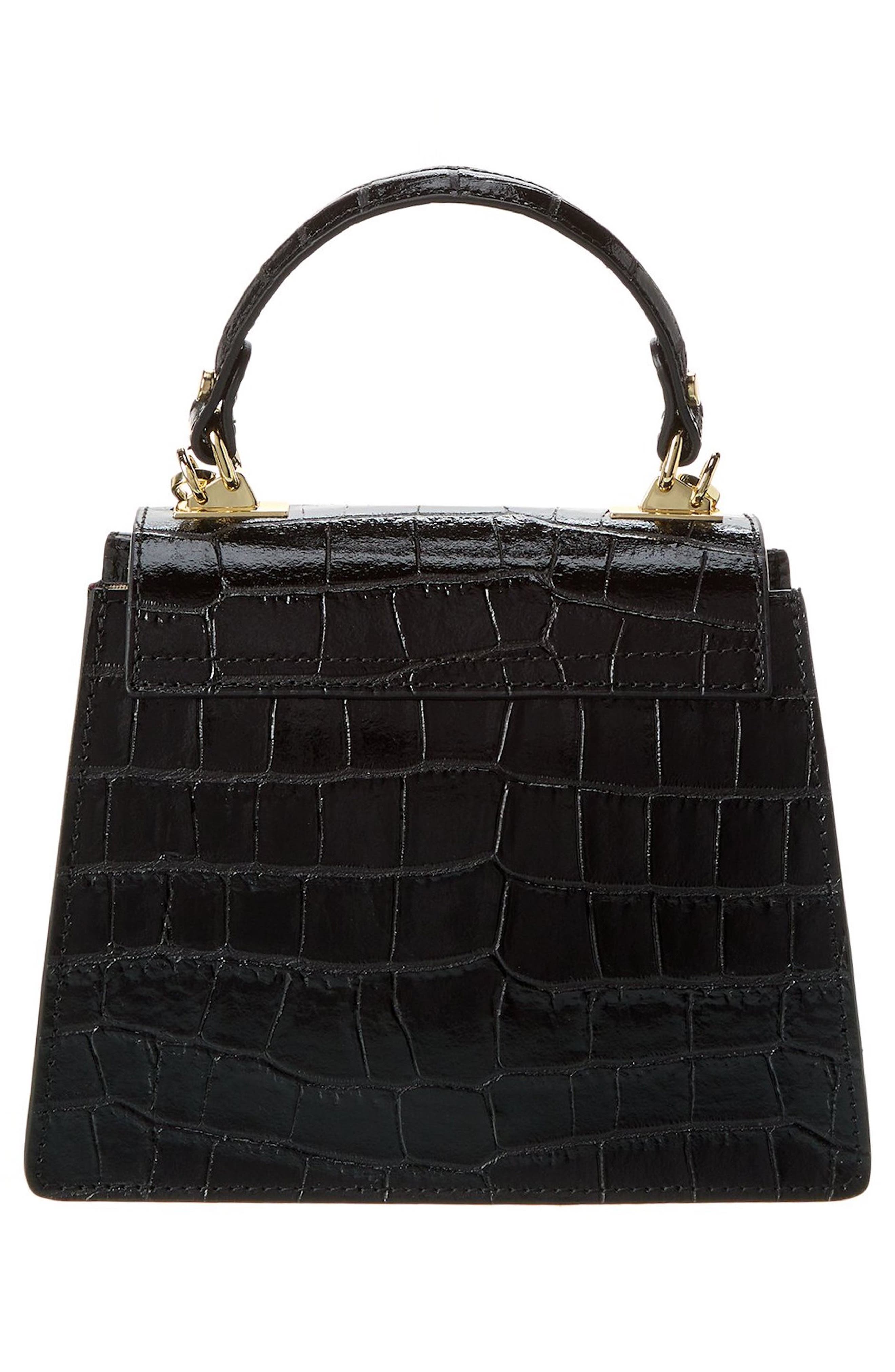Persaman New York Croco Embossed Top Handle Bag, Alternate, color, Black