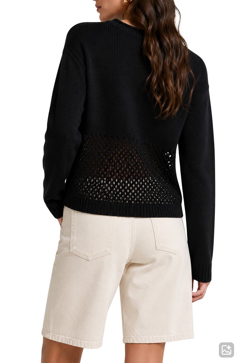 Apollo Open Knit Pullover, Alternate, color, BLACK