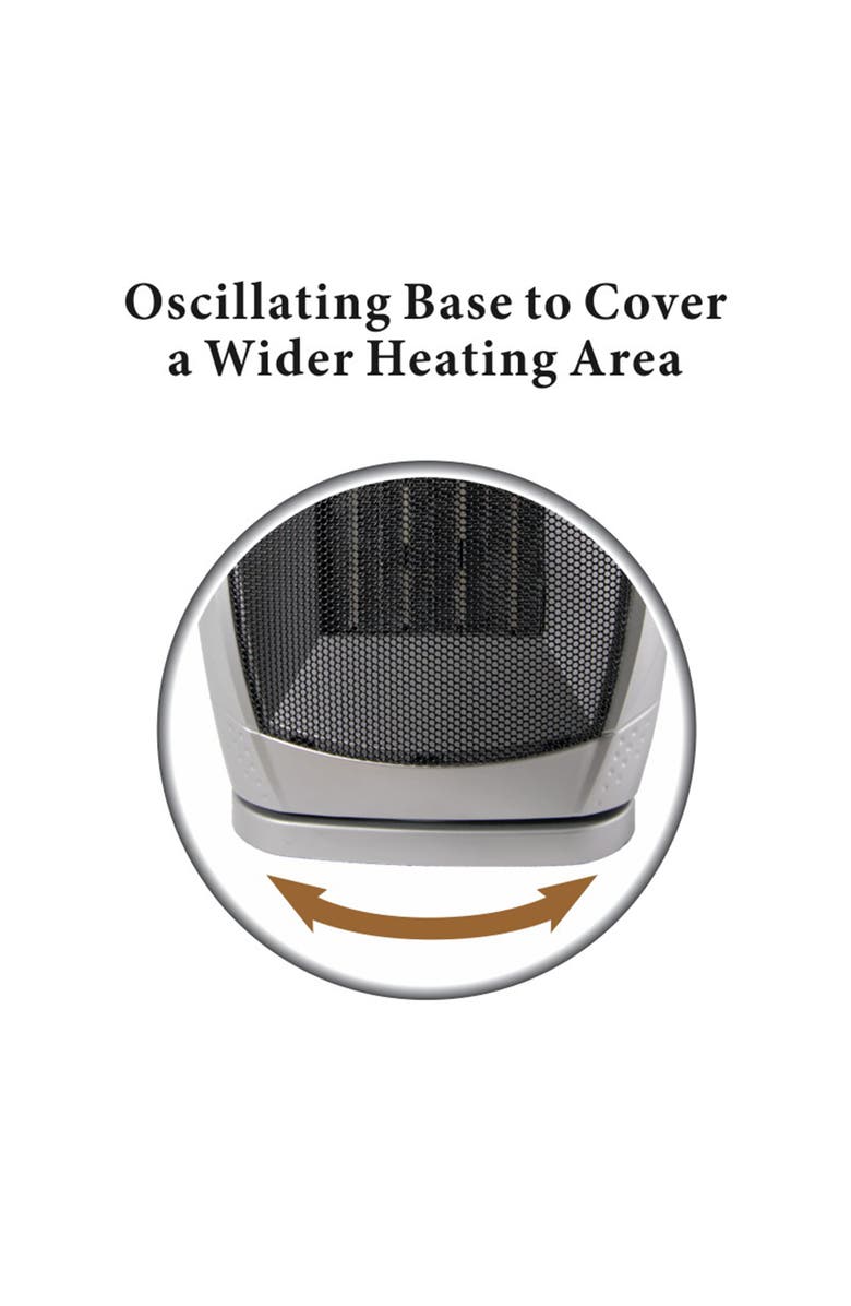 Optimus Portable Oscillating Ceramic Heater with Thermostat, Alternate, color, Silver