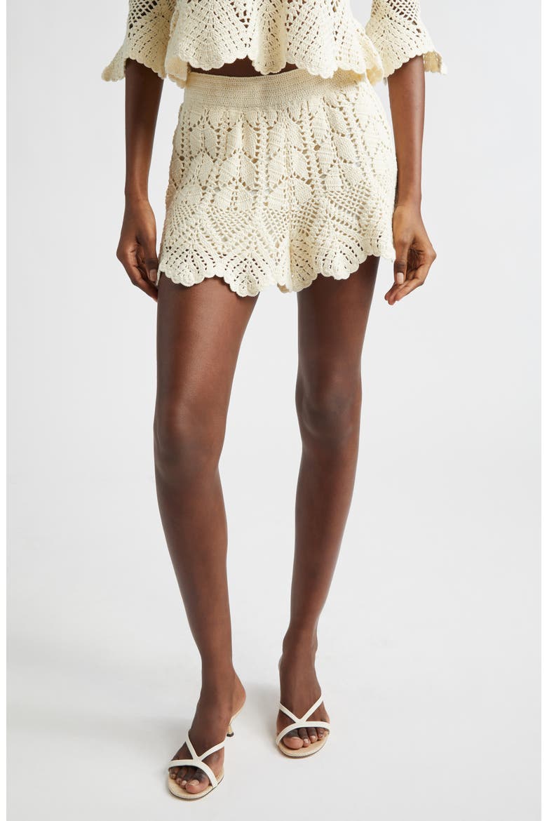 Awaken Crochet Shorts, Main, color, CREAM