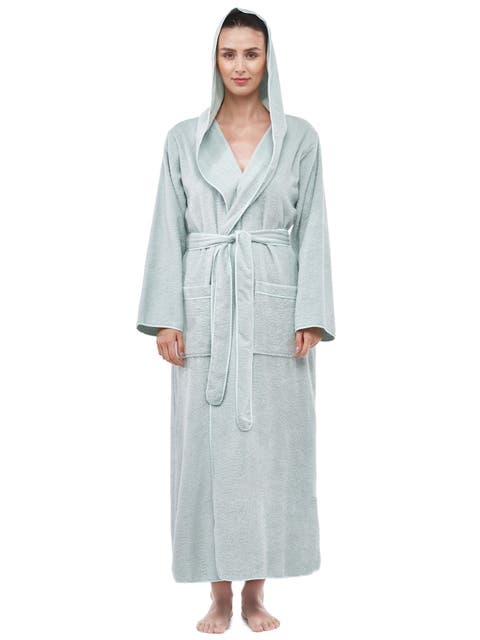 Aura Women's Ankle Length Long Cotton Robe with Hood