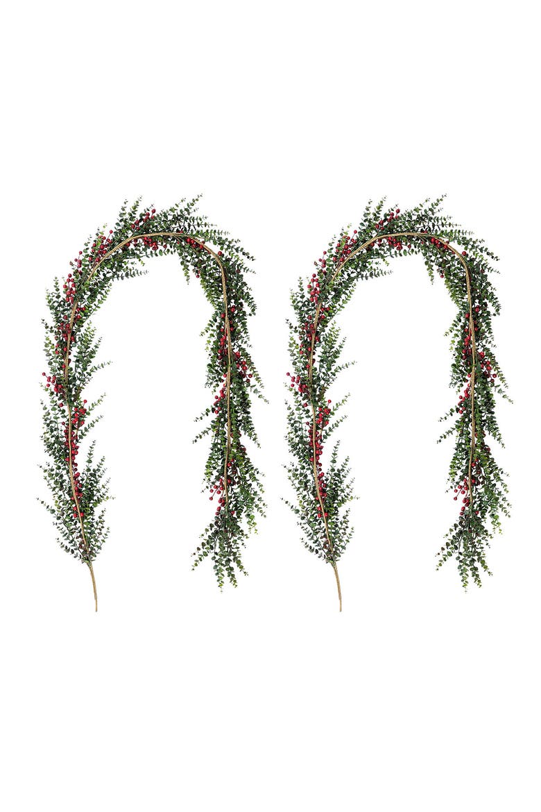 Set of 2 Christmas Dripping Eucalyptus Garland, Alternate, color, Green