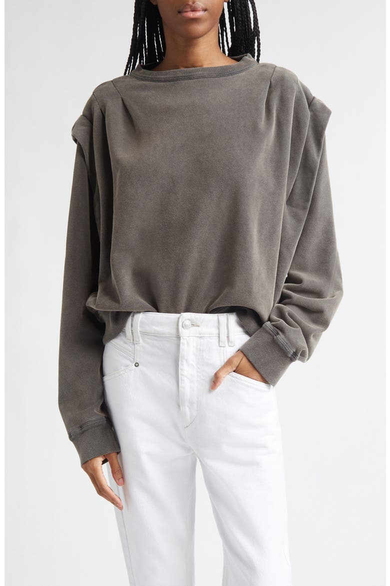 Soldy Pleated Shoulder Sweatshirt, Main, color, FADED BLACK