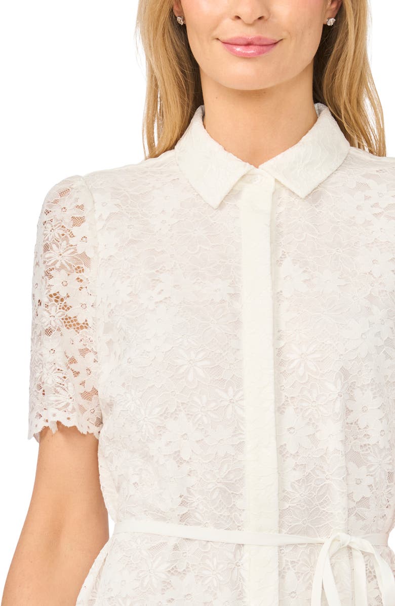 CeCe Tie Waist Lace Minidress, Alternate, color, New Ivory