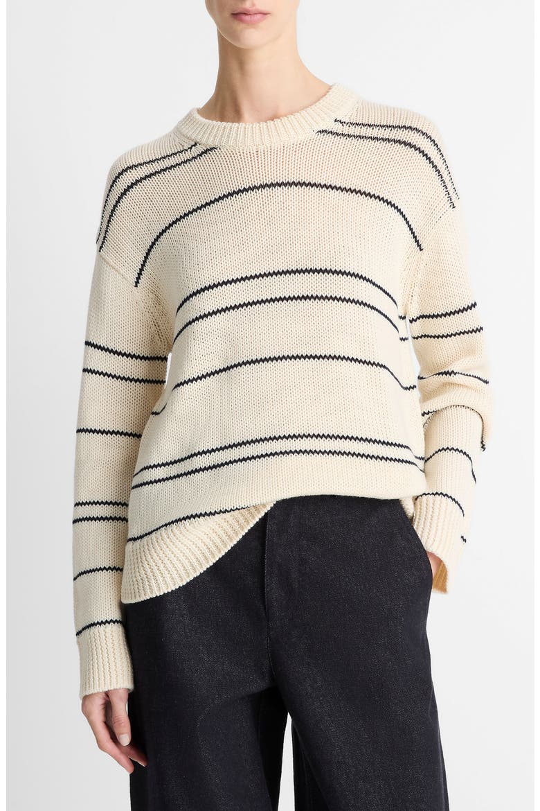 Variegated Stripe Wool Blend Sweater, Main, color, OAT SHELL/ NAVY