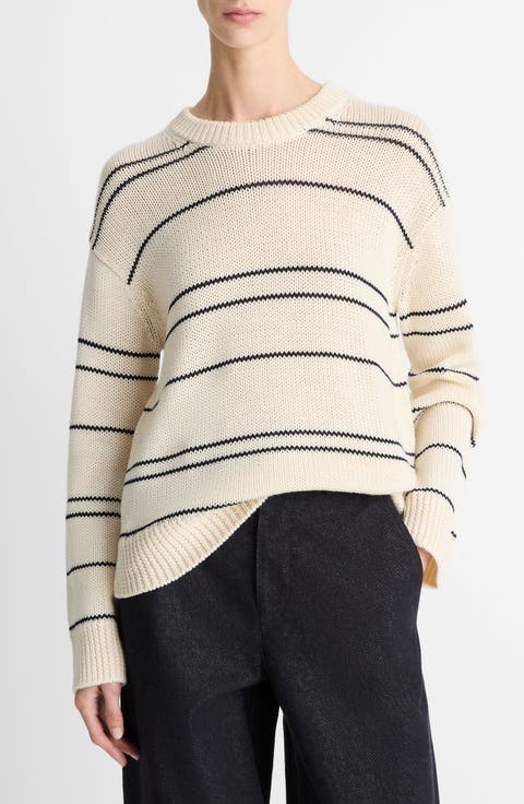 Variegated Stripe Wool Blend Sweater