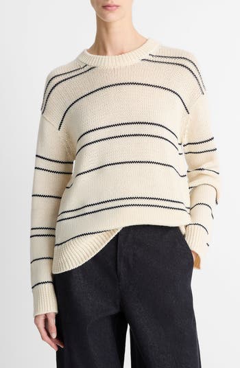 Variegated Stripe Wool Blend Sweater