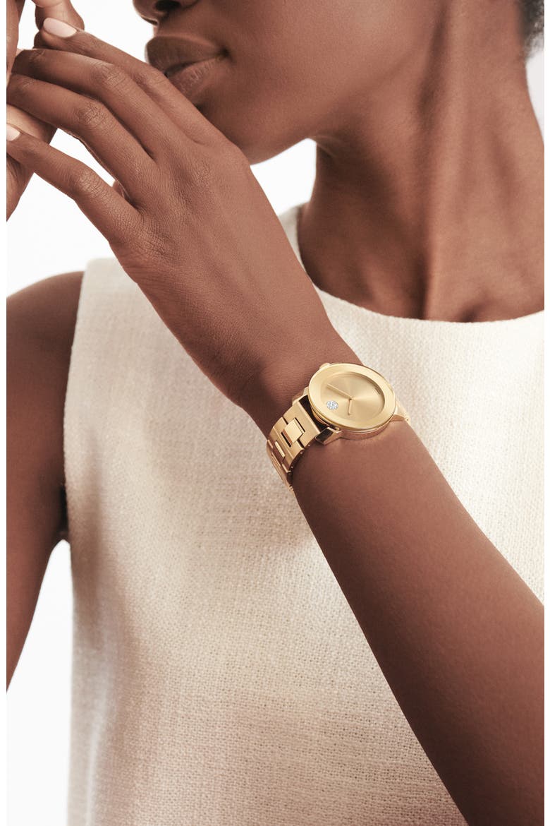 Bold Crystal Marker Bracelet Watch, 37mm, Alternate, color, GOLD