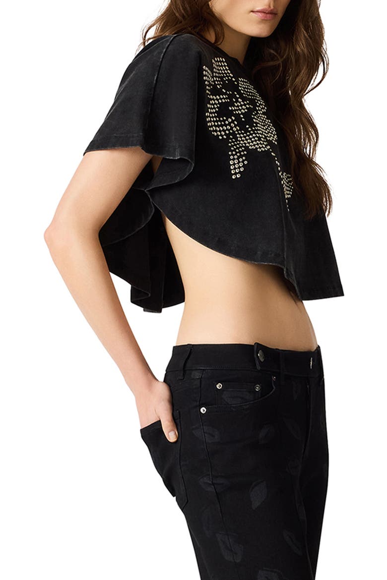Callum Embellished Floral Graphic Top, Alternate, color, BLACK