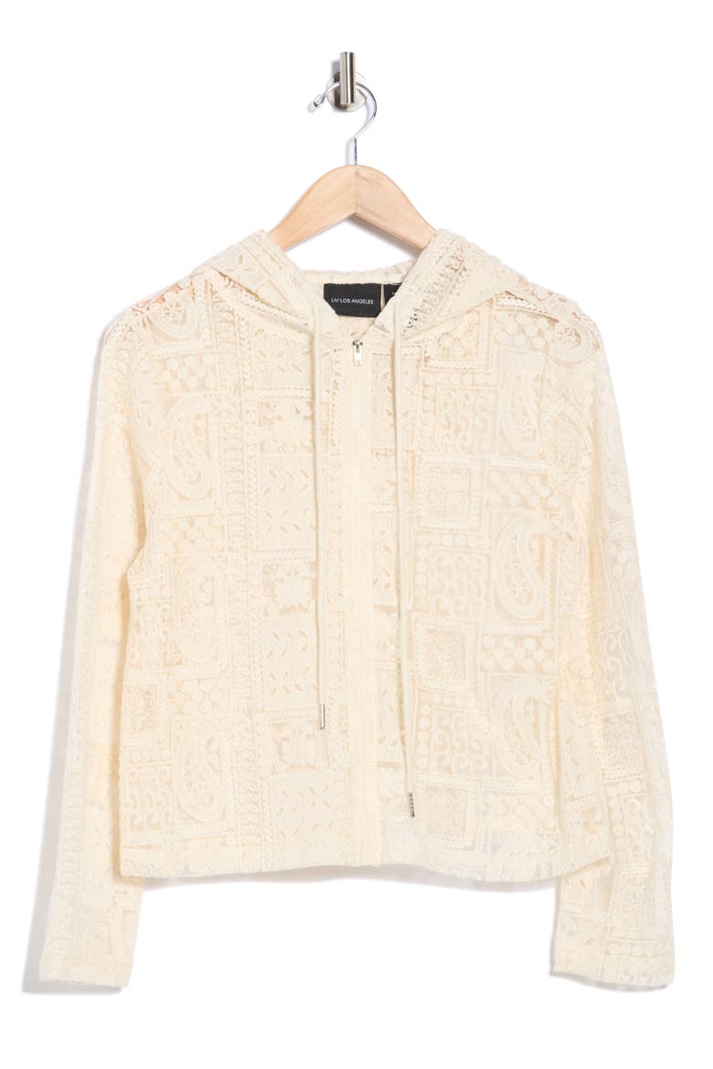 Open Knit Zip-Up Hoodie, Alternate, color, NATURAL