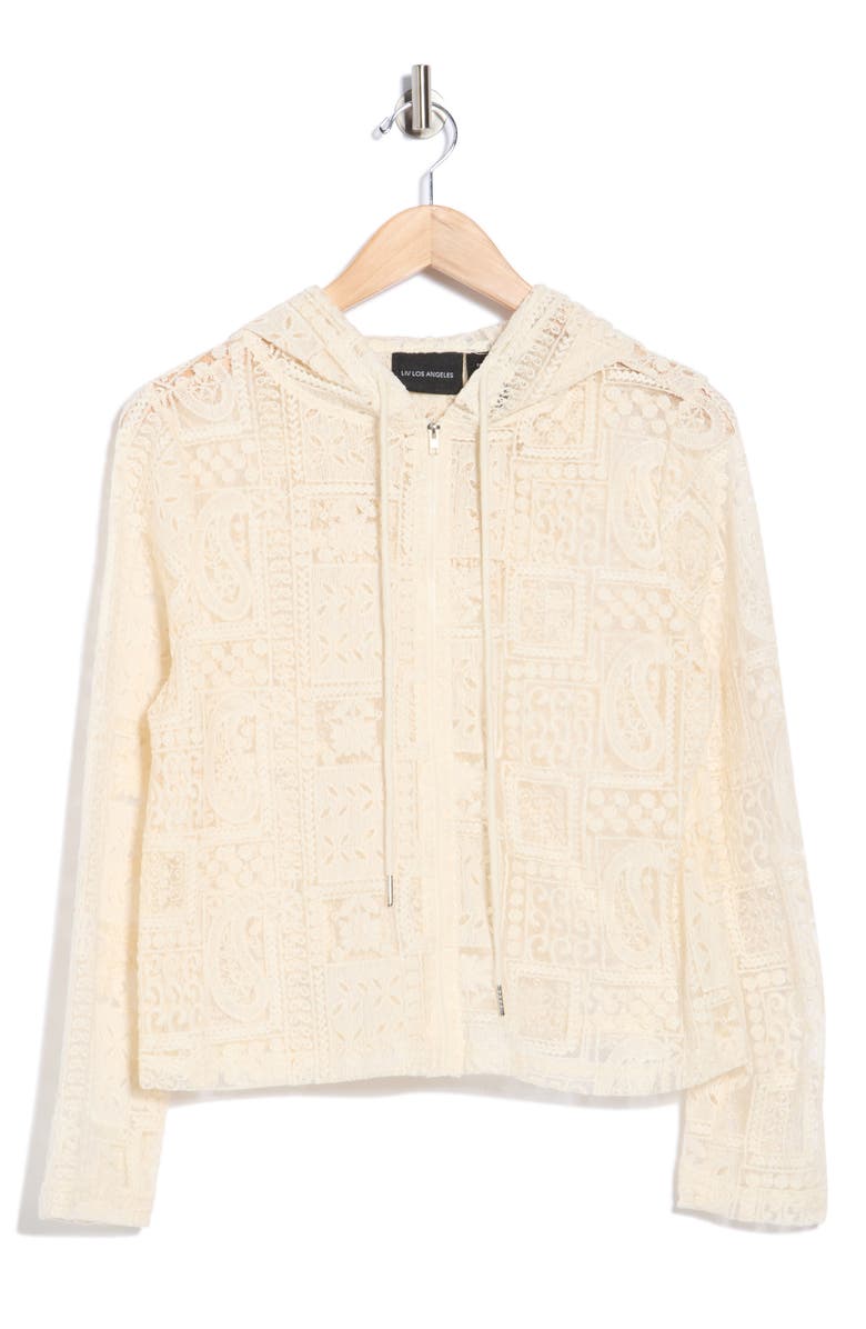 Forgotten Grace Open Knit Zip-Up Hoodie, Alternate, color, Natural