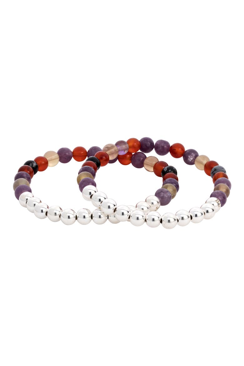 N62 Smooth Digestion Set of 2 Healer's Bracelets, Alternate, color, SILVER