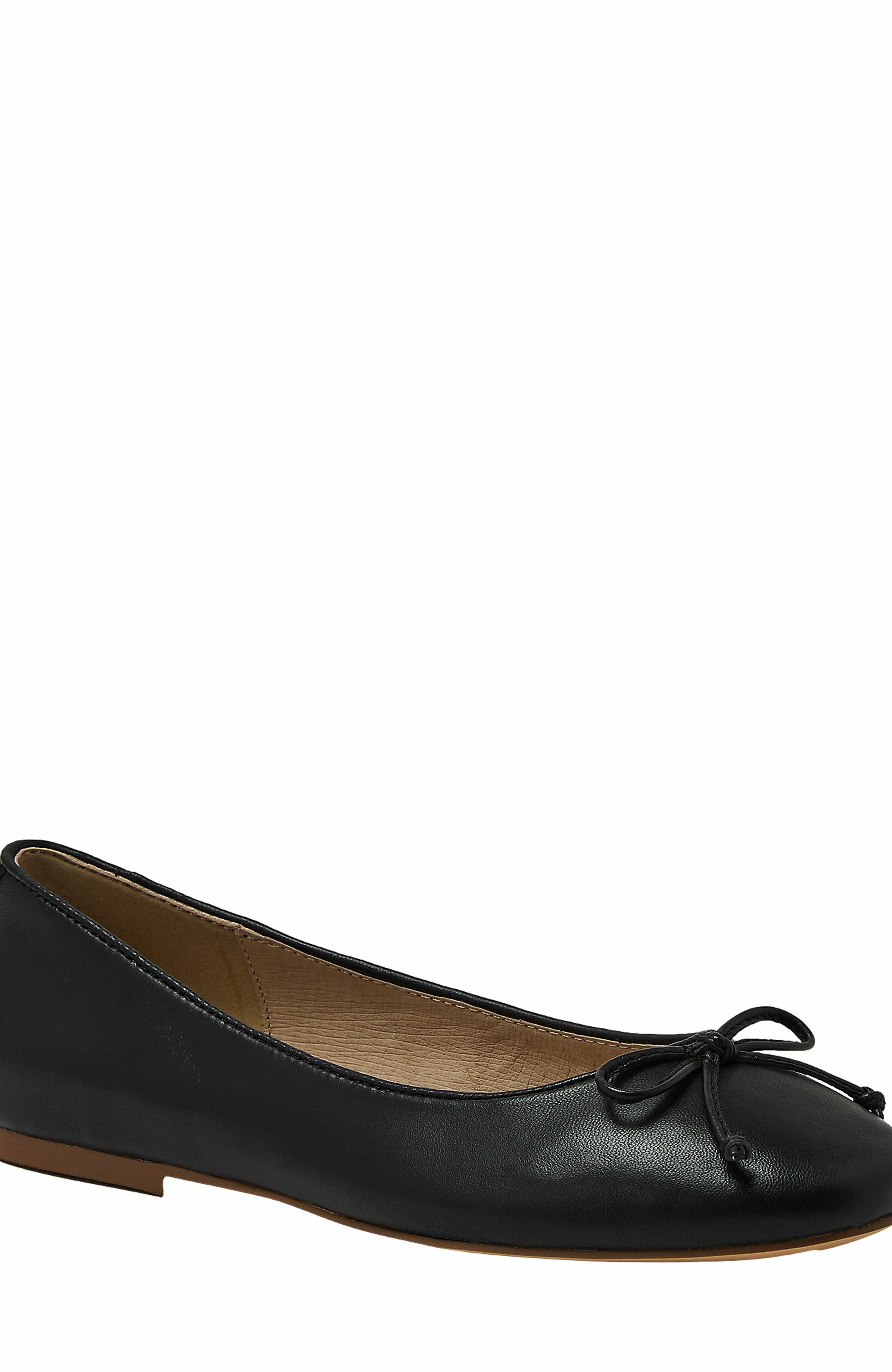 Lands' End Essential Leather Ballet Flats, Alternate, color, Black
