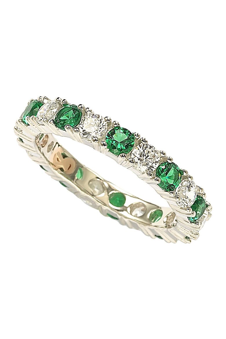 Sterling Silver Cubic Zirconia Eternity Band Ring, Alternate, color, GREEN
