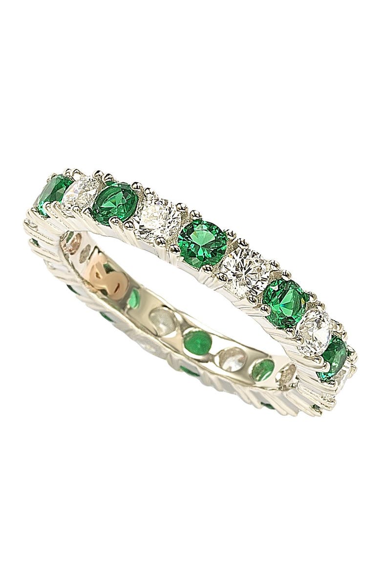 SUZY LEVIAN Sterling Silver Cubic Zirconia Eternity Band Ring, Alternate, color, Green