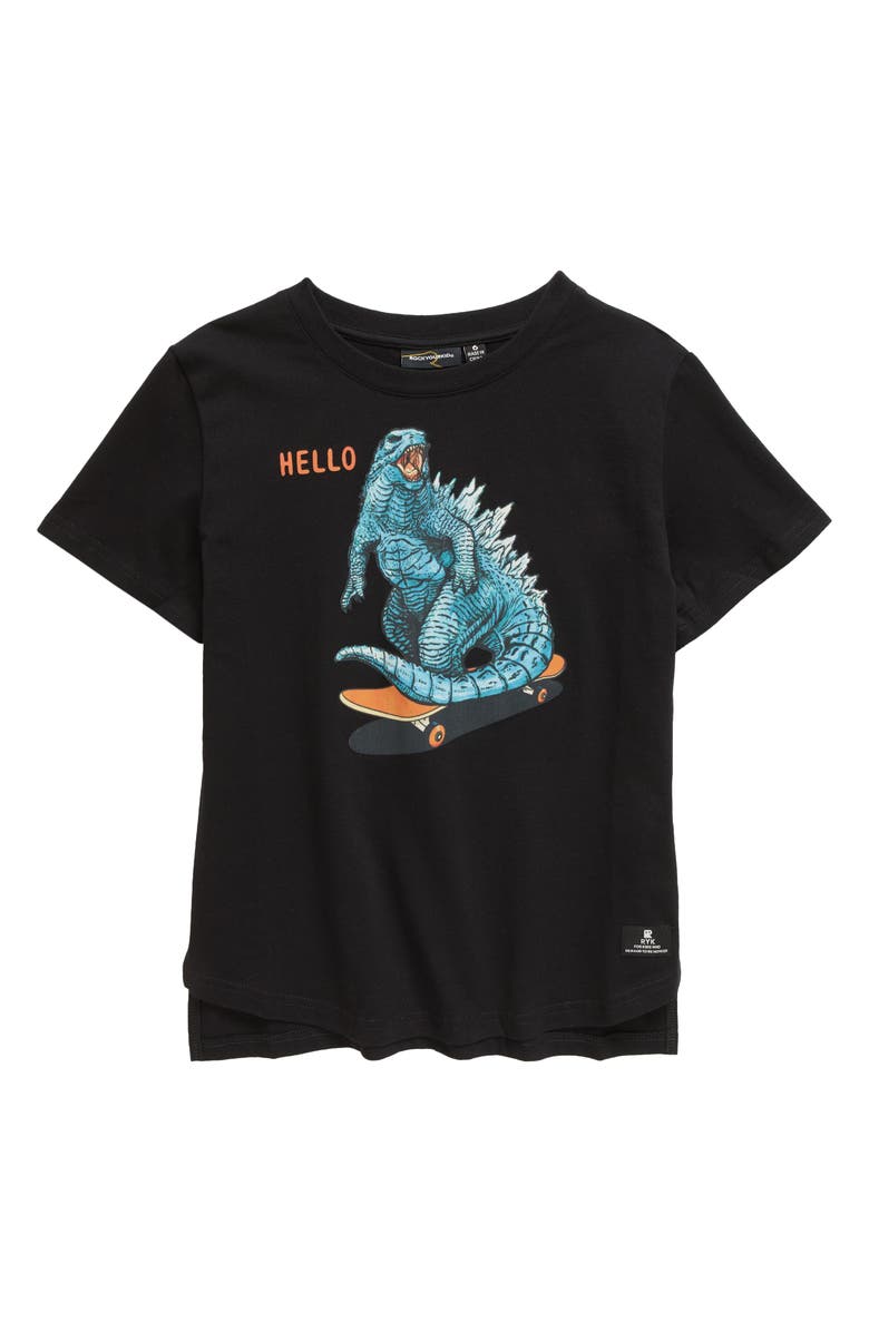 Rock Your Baby Kids' Godzilla Skate Boxy Fit Cotton Graphic T-Shirt, Main, color, 