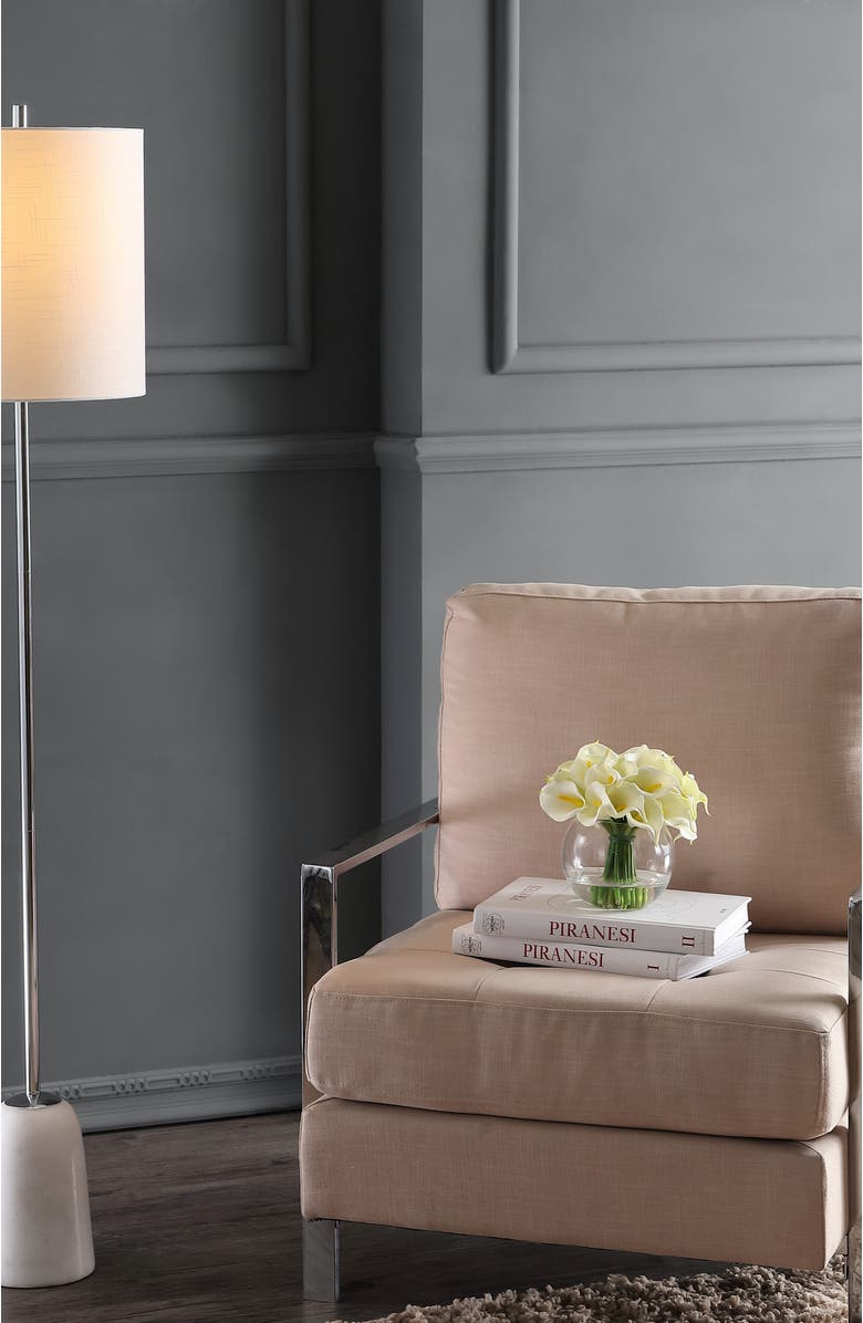 JONATHAN Y Lincoln 62.5" Marble/Metal LED Floor Lamp, White/Chrome, Alternate, color, Chrome