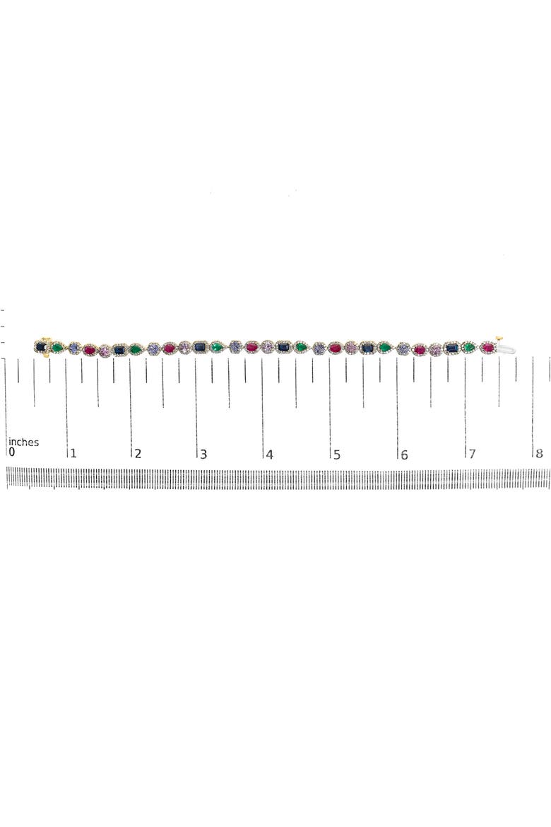 14K Yellow Gold Multi-Gemstone  and Diamond Halo Rainbow Tennis Bracelet, Alternate, color, Yellow Gold